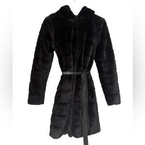 Elegant Black Faux Fur Coat